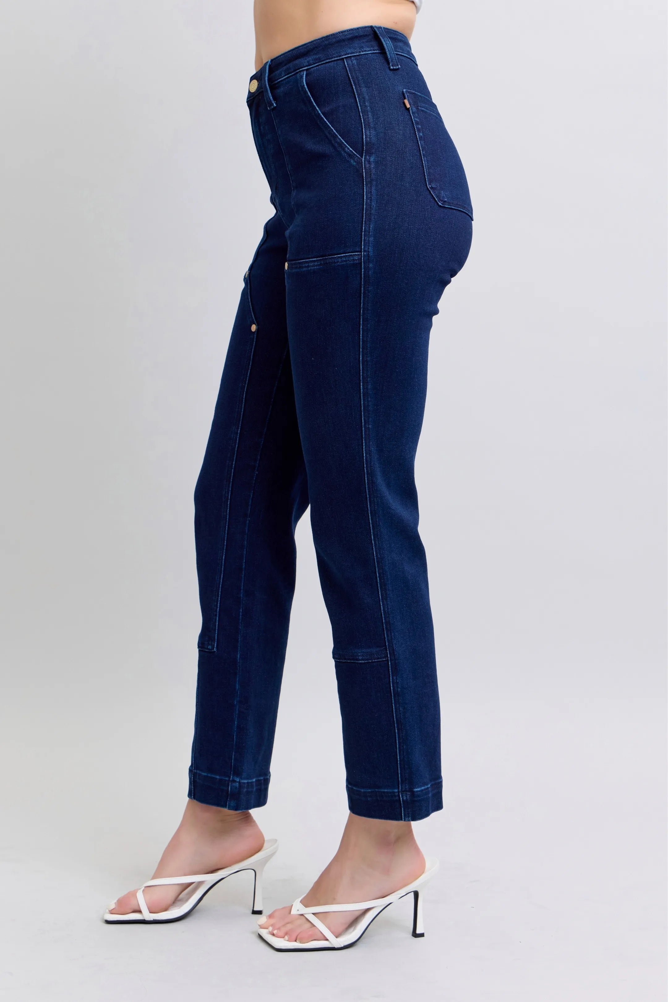 Judy Blue HW Work Wear Knee Patch Straight Jeans- Boho Chic Styles by Reef Love