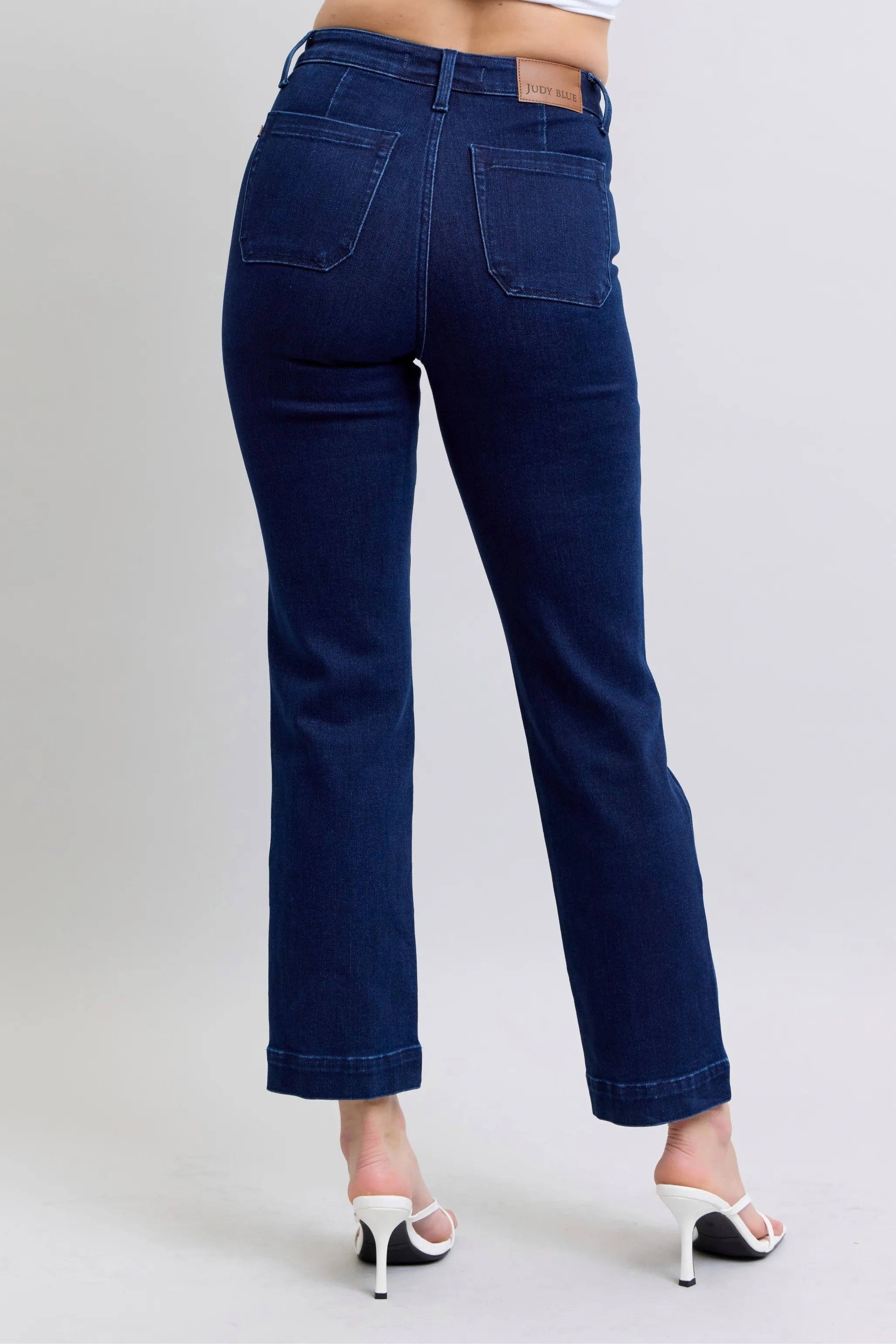 Judy Blue HW Work Wear Knee Patch Straight Jeans- Boho Chic Styles by Reef Love