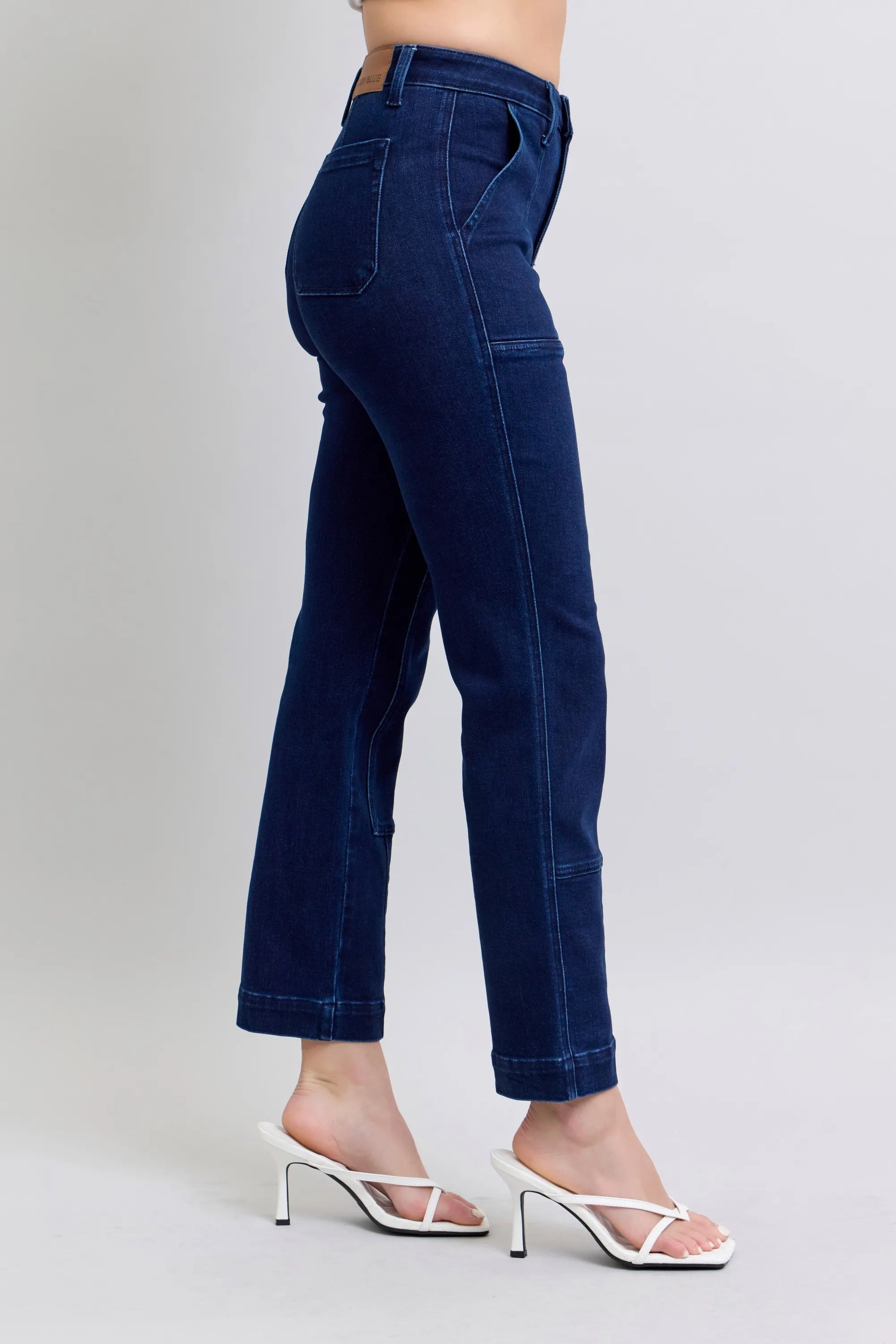 Judy Blue HW Work Wear Knee Patch Straight Jeans- Boho Chic Styles by Reef Love