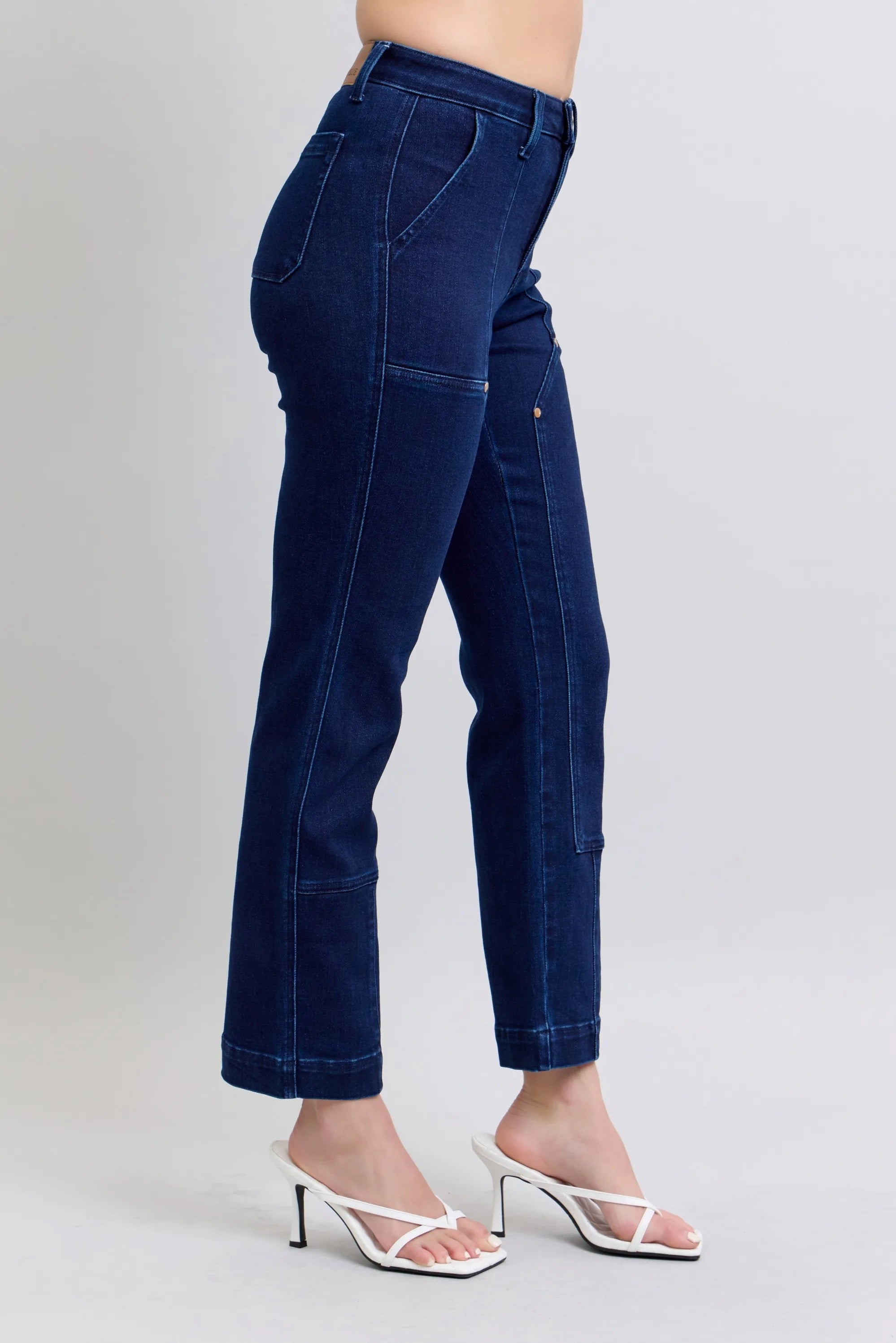 Judy Blue HW Work Wear Knee Patch Straight Jeans- Boho Chic Styles by Reef Love