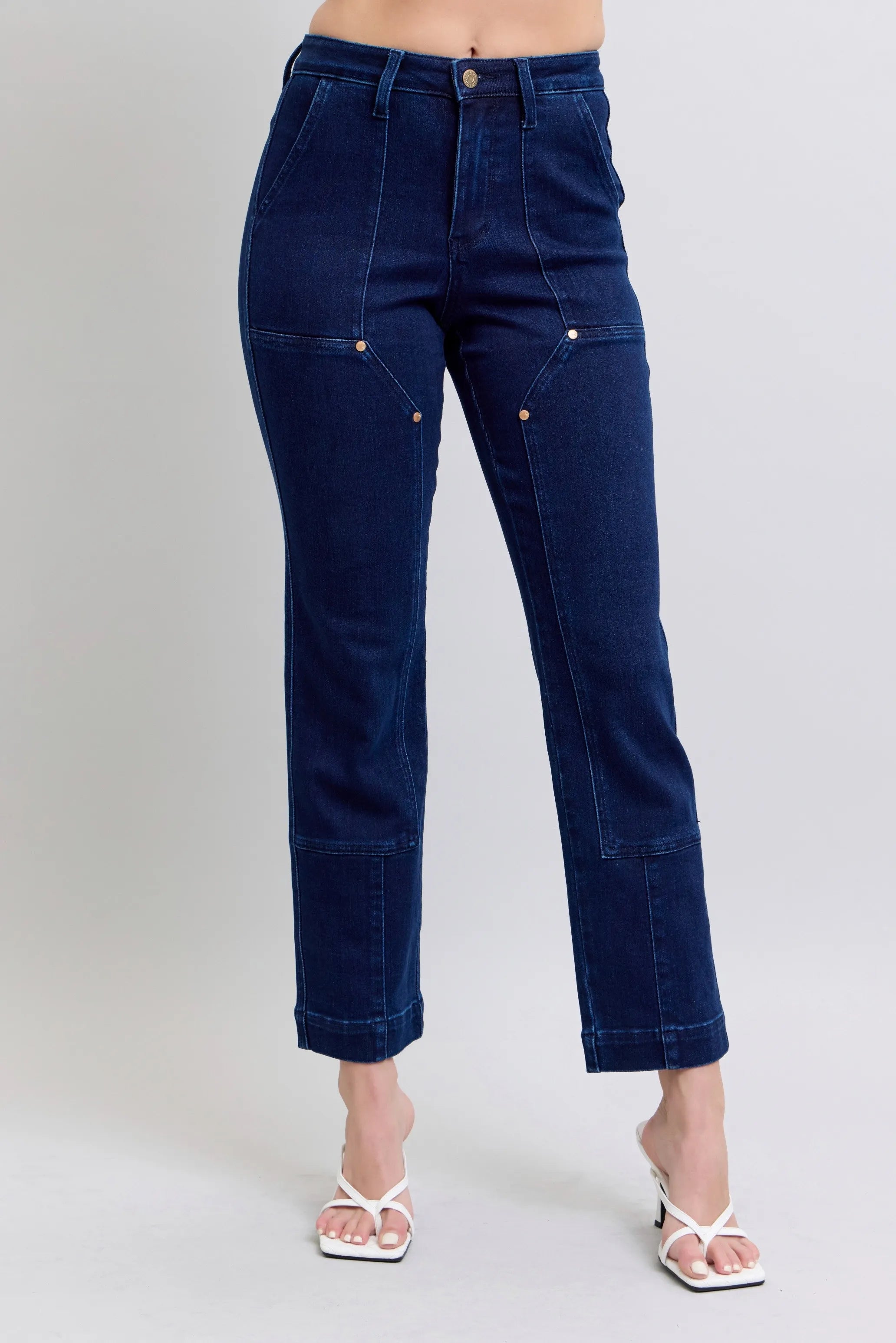 Judy Blue HW Work Wear Knee Patch Straight Jeans- Boho Chic Styles by Reef Love