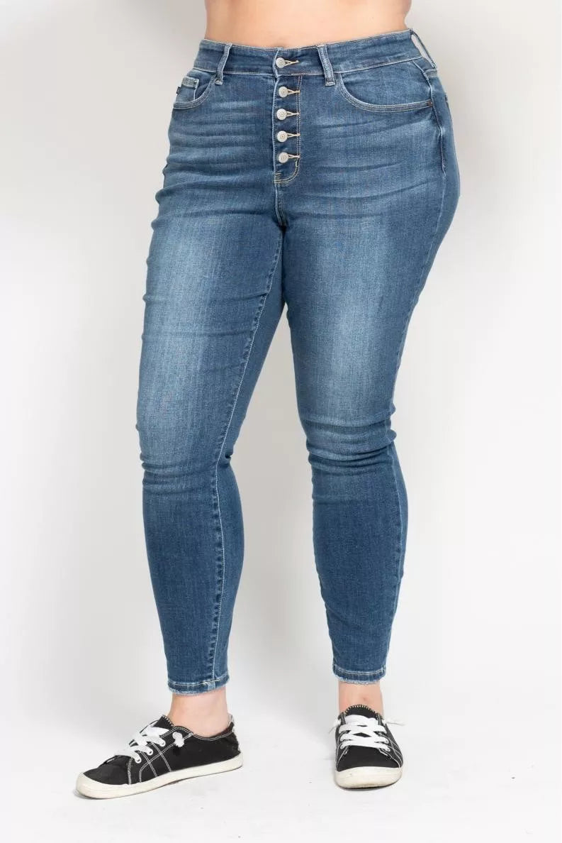 Judy Blue High Rise Button Fly Skinny Jeans