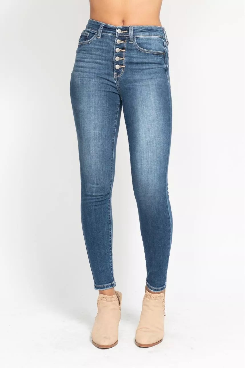 Judy Blue High Rise Button Fly Skinny Jeans