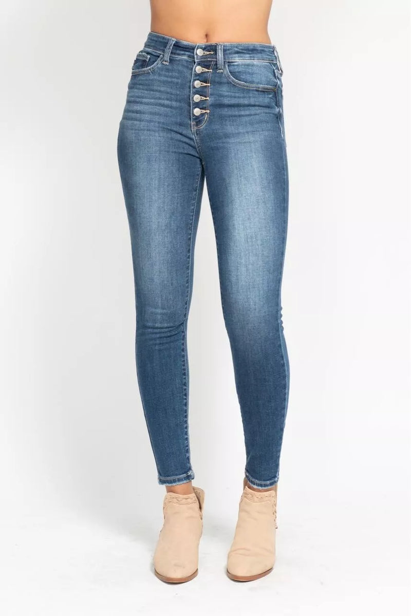 Judy Blue High Rise Button Fly Skinny Jeans