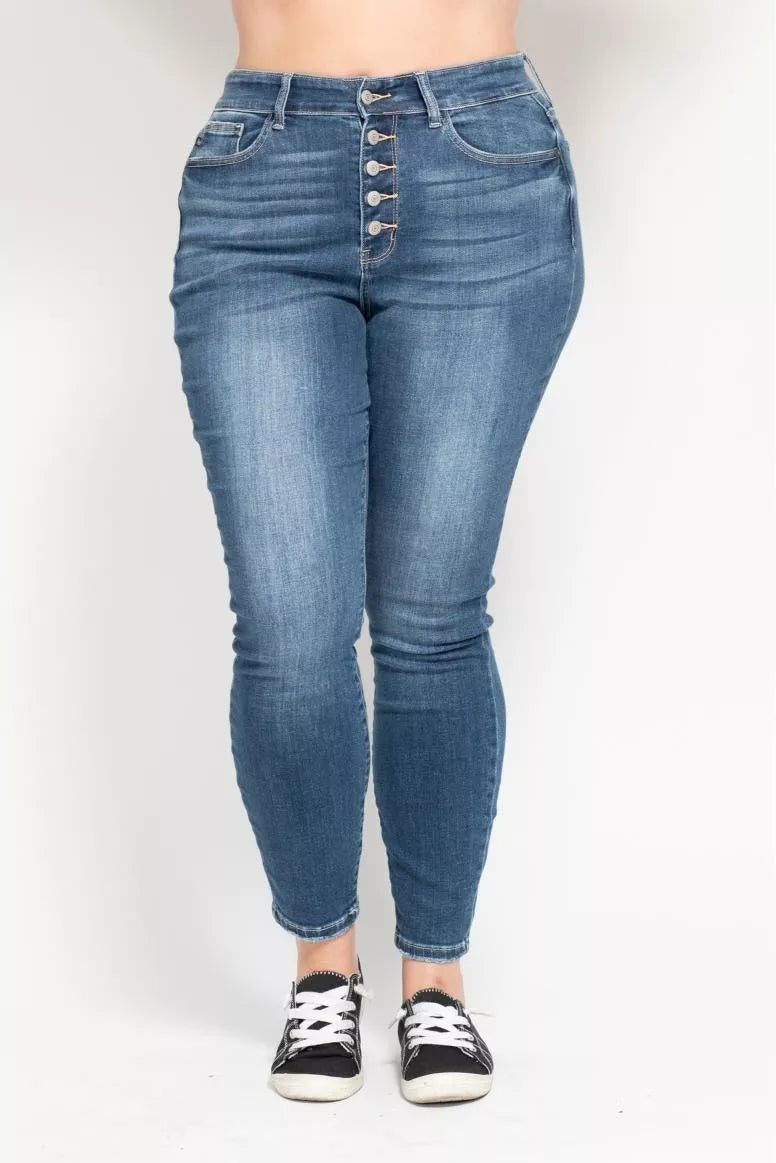 Judy Blue High Rise Button Fly Skinny Jeans