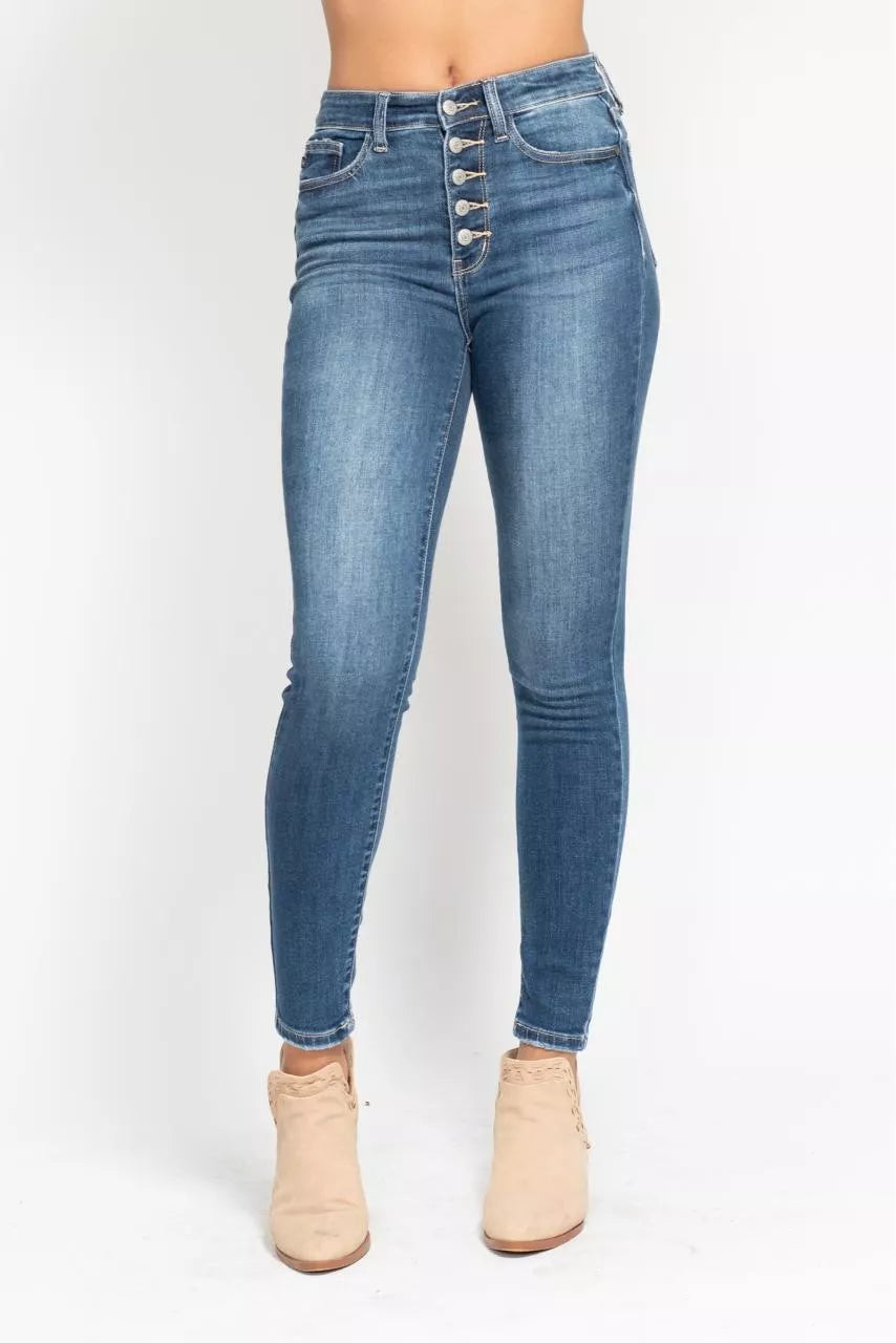 Judy Blue High Rise Button Fly Skinny Jeans