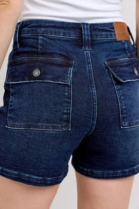 Judy Blue Full Size High Waist Back Flap Pocket Denim Shorts Plus Size-Jean Shorts-Reef Love