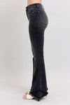 Judy Blue High Waist Flare with Mock Fray Tulip Hem Jeans