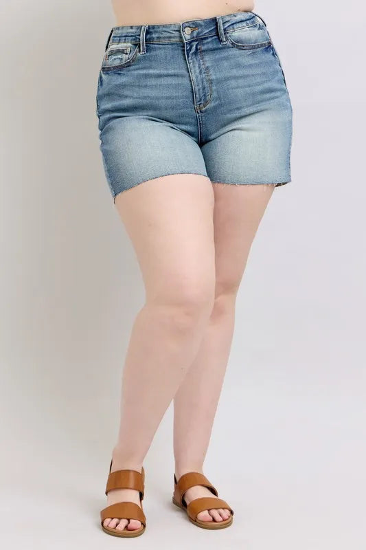 Judy Blue High Waist Star Seam Detail Denim Shorts