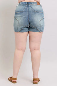 Judy Blue High Waist Star Seam Detail Denim Shorts