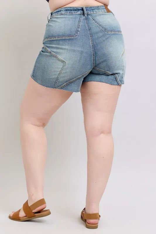 Judy Blue High Waist Star Seam Detail Denim Shorts