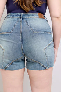 Judy Blue High Waist Star Seam Detail Denim Shorts