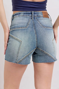 Judy Blue High Waist Star Seam Detail Denim Shorts