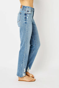 Judy Blue High Waist Straight Jeans with Heavy Destroy