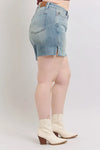 Judy Blue High Waist Vintage Wash Side Slit Denim Shorts