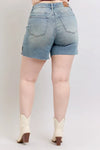 Judy Blue High Waist Vintage Wash Side Slit Denim Shorts
