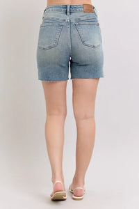 Judy Blue High Waist Vintage Wash Side Slit Denim Shorts