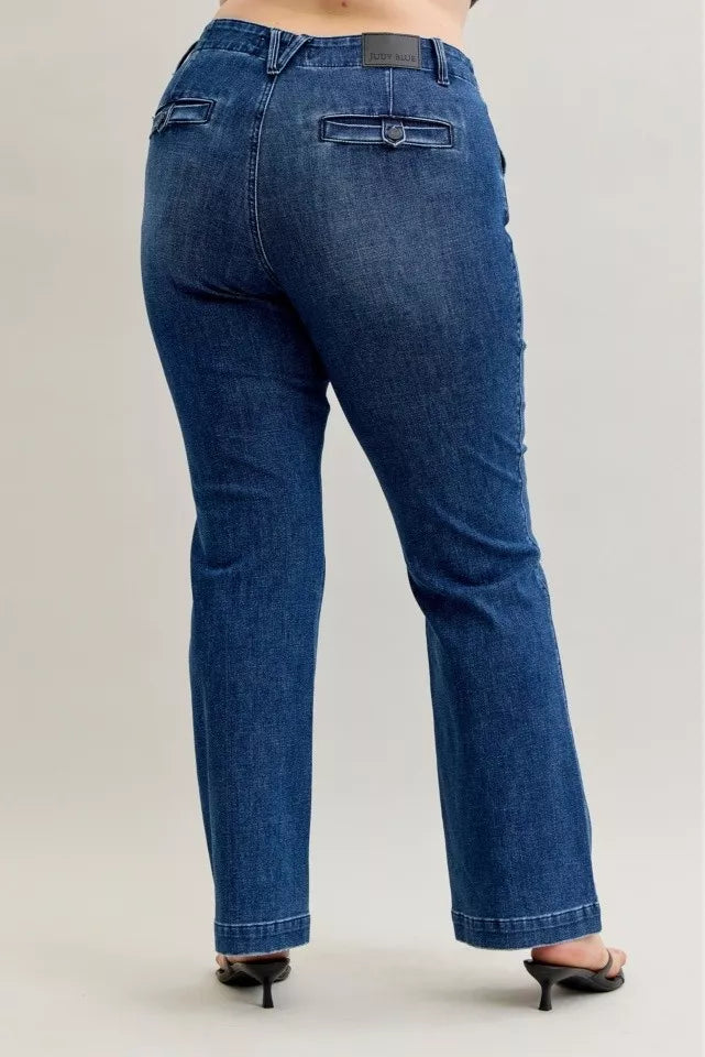Judy Blue Mid Rise Bootcut Trouser Jeans with Welt Pockets