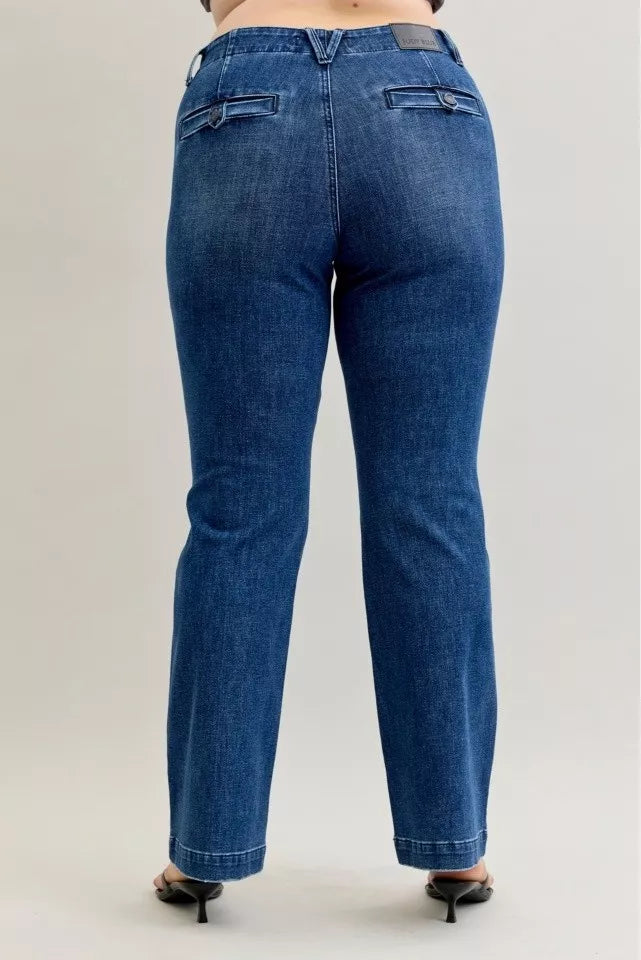 Judy Blue Mid Rise Bootcut Trouser Jeans with Welt Pockets