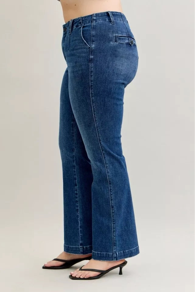 Judy Blue Mid Rise Bootcut Trouser Jeans with Welt Pockets