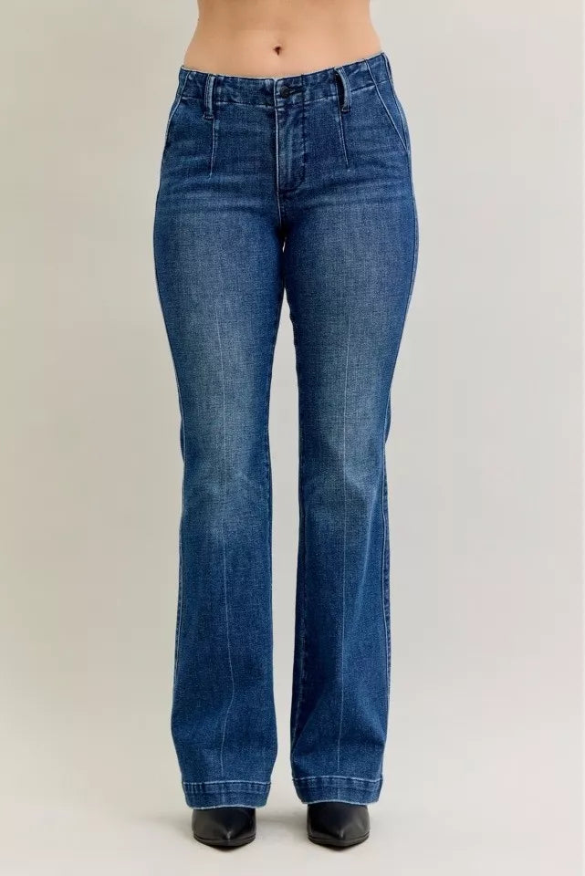 Judy Blue Mid Rise Bootcut Trouser Jeans with Welt Pockets