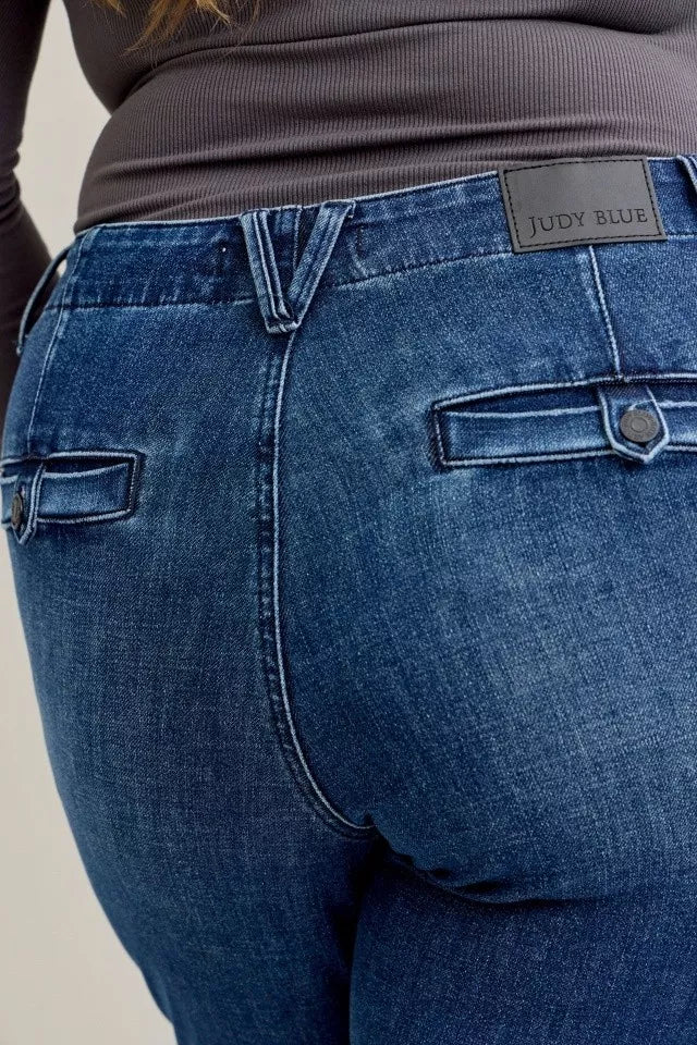 Judy Blue Mid Rise Bootcut Trouser Jeans with Welt Pockets