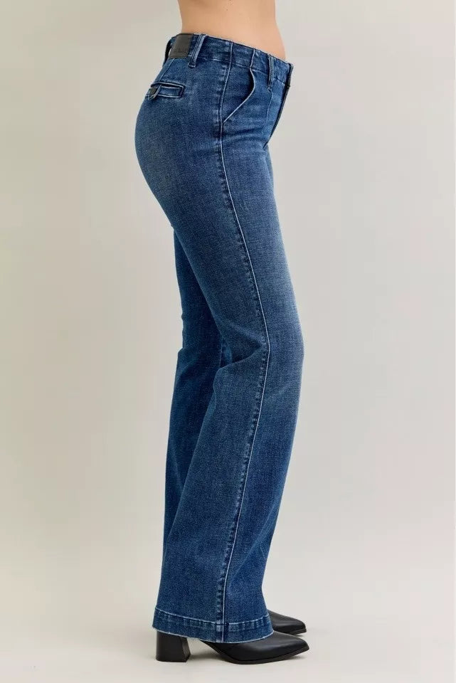 Judy Blue Mid Rise Bootcut Trouser Jeans with Welt Pockets