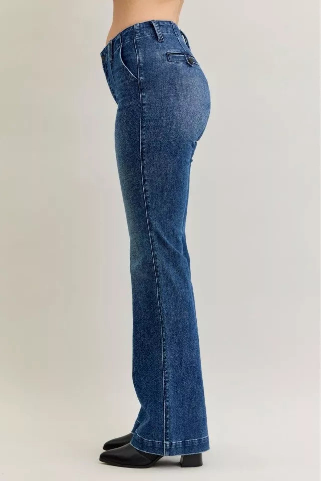 Judy Blue Mid Rise Bootcut Trouser Jeans with Welt Pockets