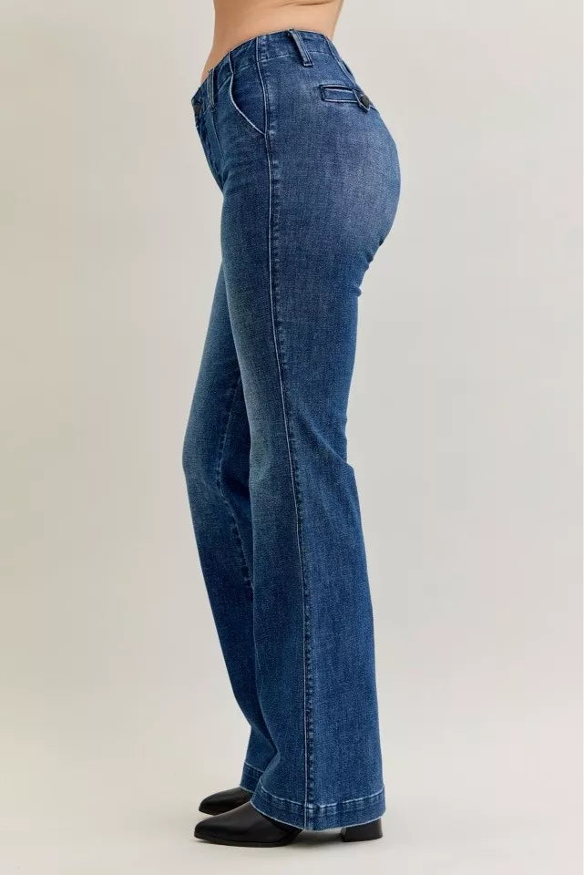 Judy Blue Mid Rise Bootcut Trouser Jeans with Welt Pockets