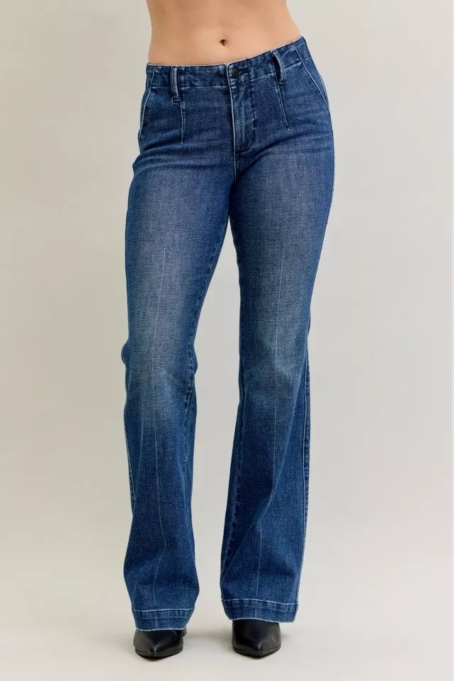 Judy Blue Mid Rise Bootcut Trouser Jeans with Welt Pockets