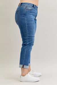 Judy Blue Mid Rise Boyfriend Classic Cuffed Jeans