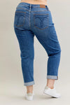 Judy Blue Mid Rise Boyfriend Classic Cuffed Jeans