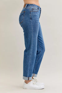 Judy Blue Mid Rise Boyfriend Classic Cuffed Jeans