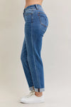 Judy Blue Mid Rise Boyfriend Classic Cuffed Jeans