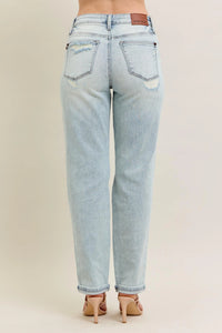 Judy Blue Mr Repair Stitch Detail Destroy Single Cuff Boyfriend Jeans Plus Size-Reef Love