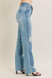 Judy Blue Rigid Magic Star Shaped Destroy 90's Straight Jeans