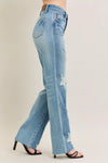 Judy Blue Rigid Magic Star Shaped Destroy 90's Straight Jeans