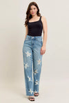Judy Blue Rigid Magic Star Shaped Destroy 90's Straight Jeans