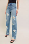 Judy Blue Rigid Magic Star Shaped Destroy 90's Straight Jeans