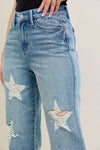 Judy Blue Rigid Magic Star Shaped Destroy 90's Straight Jeans