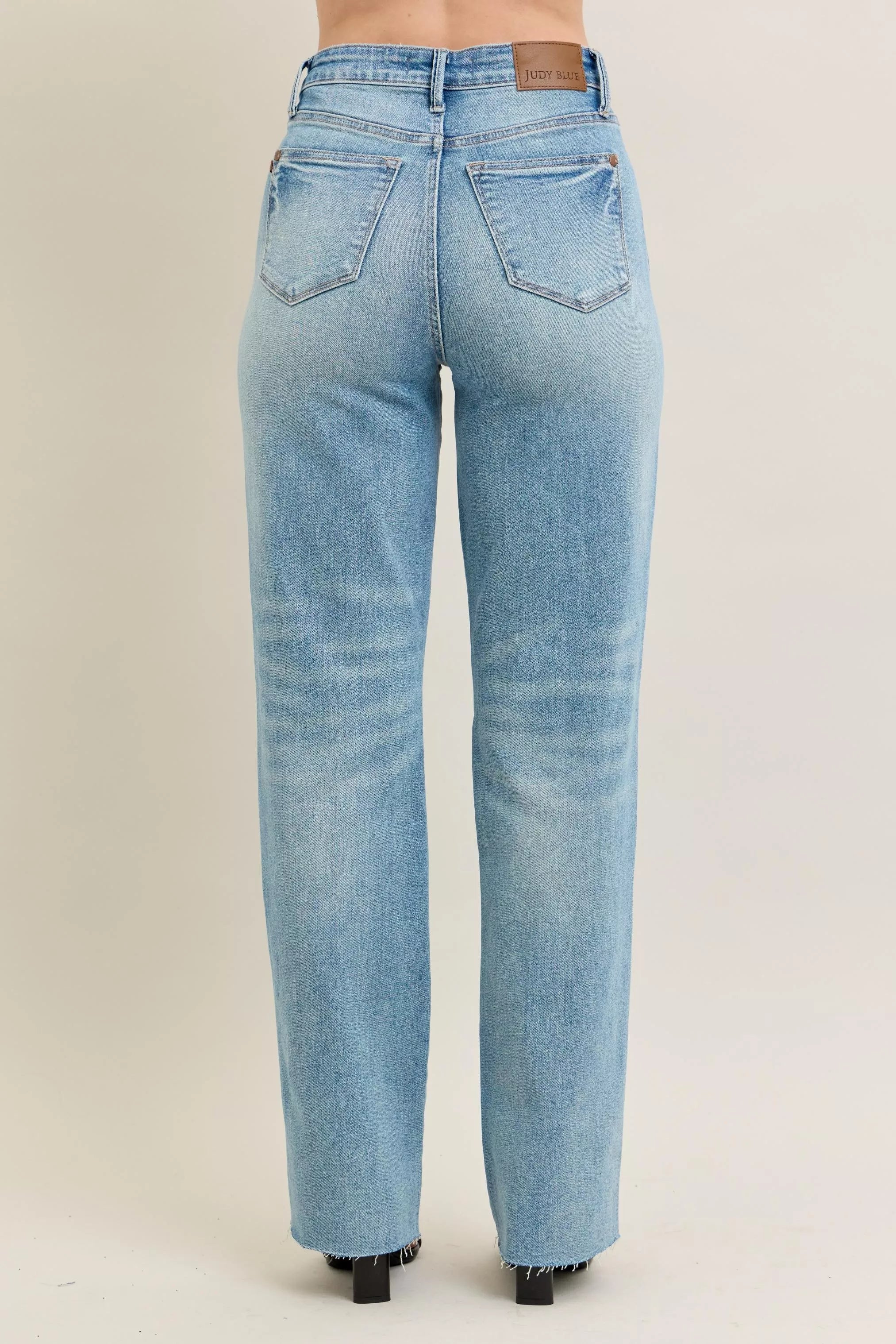 Judy Blue Rigid Magic Star Shaped Destroy 90's Straight Jeans