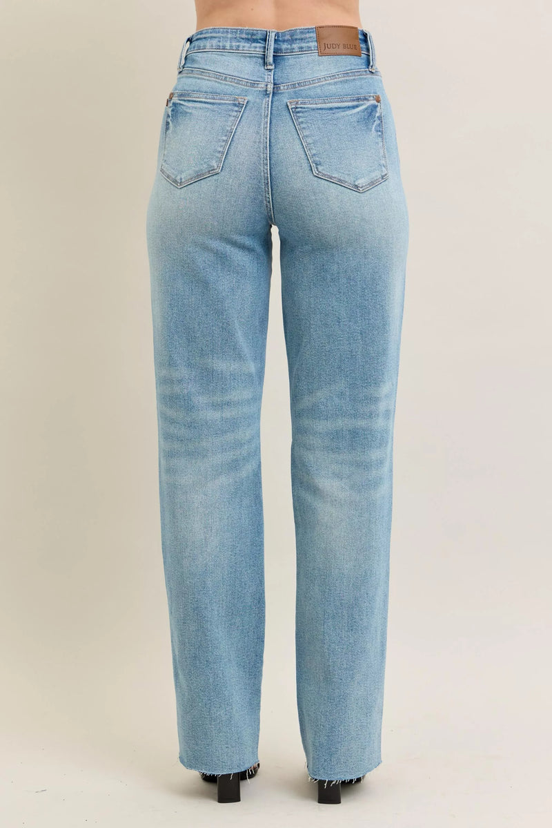 Judy Blue Rigid Magic Star Shaped Destroy 90's Straight Jeans