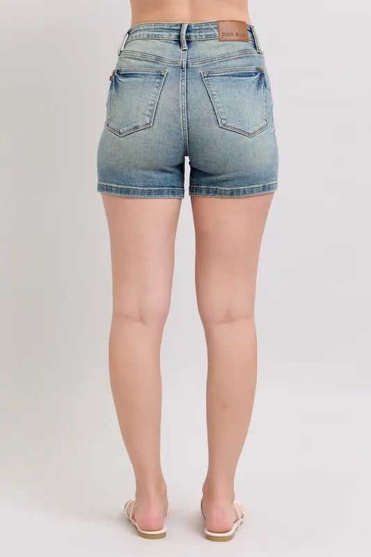 Judy Blue V-Front Vintage Wash Jean Shorts