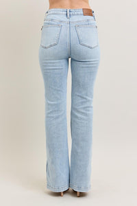 Judy Blue Tummy Control Mid Rise Vintage Wash Side Slit Slim Boot Jeans