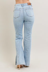 Judy Blue Tummy Control Mid Rise Vintage Wash Side Slit Slim Boot Jeans
