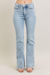 Judy Blue Tummy Control Mid Rise Vintage Wash Side Slit Slim Boot Jeans