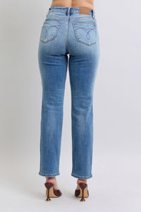 Judy Blue Vintage Wash Thermal Jeans Straight Leg-Jeans-Reef Love