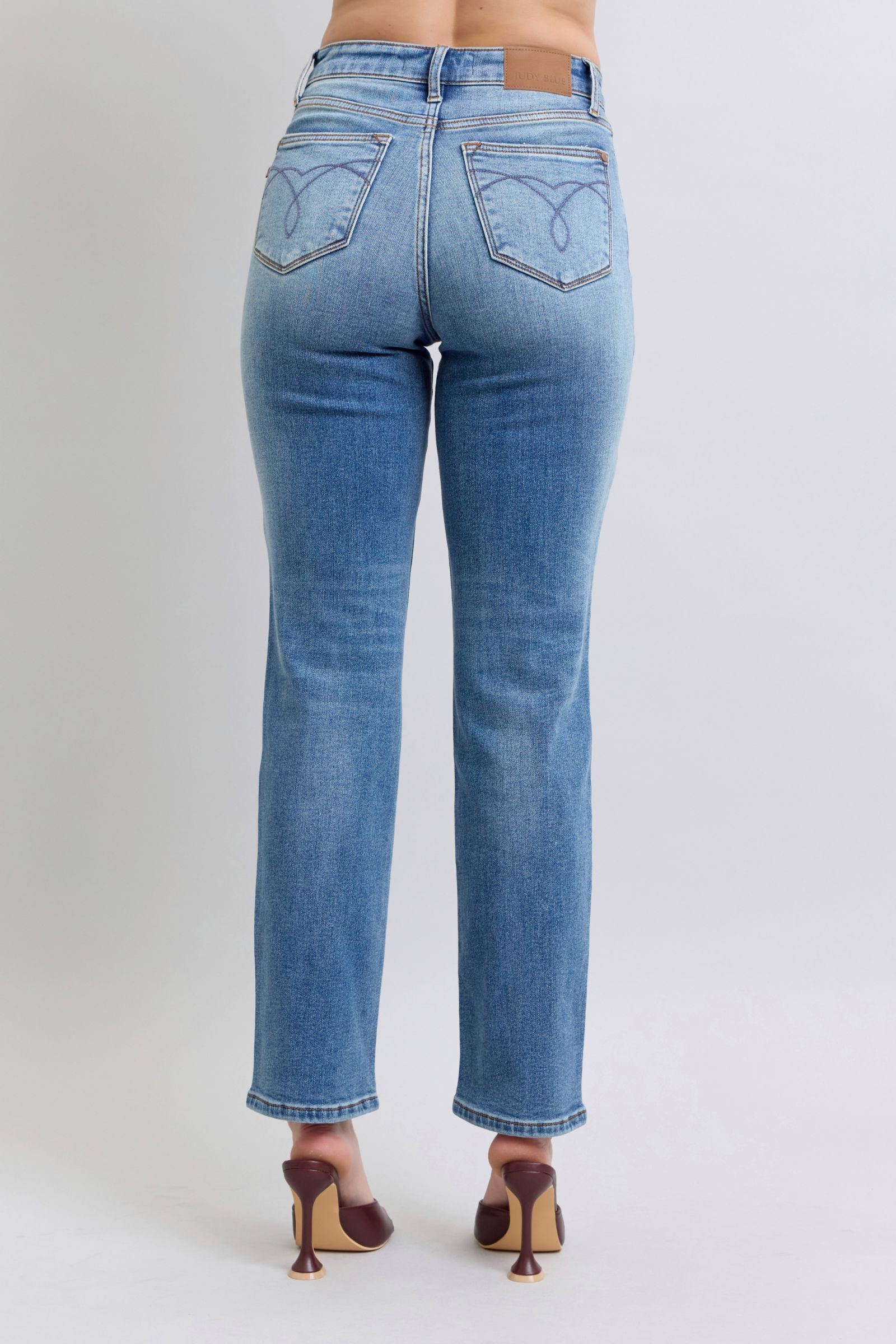 Judy Blue Vintage Wash Thermal Jeans Straight Leg-Jeans-Reef Love