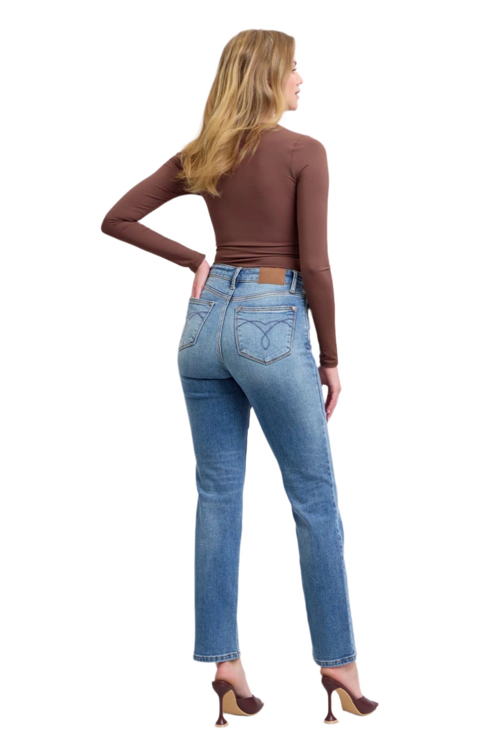 Judy Blue Vintage Wash Thermal Jeans Straight Leg-Jeans-Reef Love