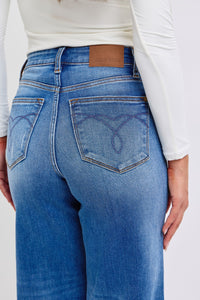 Judy Blue Distressed High Waist Wide-Leg Jeans
